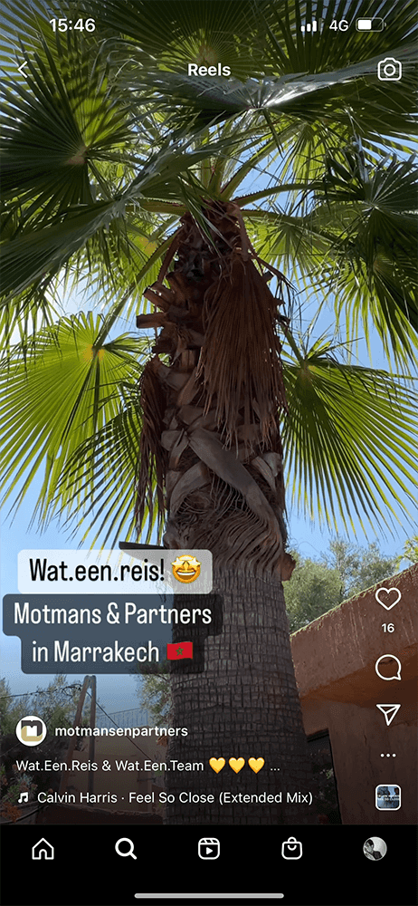 Overzicht van TikTok en Instagram Reels van Motmans & Partners